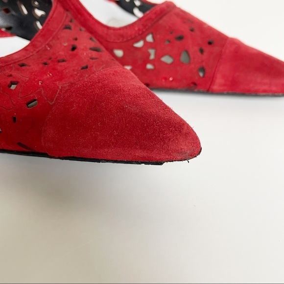 Via Spiga Red Perforated Suede Leather Pumps 5.5 - Picture 9 of 12